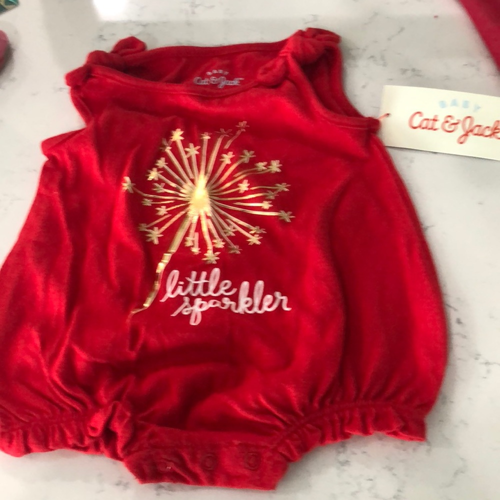 Cat and Jack Red "Little Sparker" knit bubble NWT. Newborn
